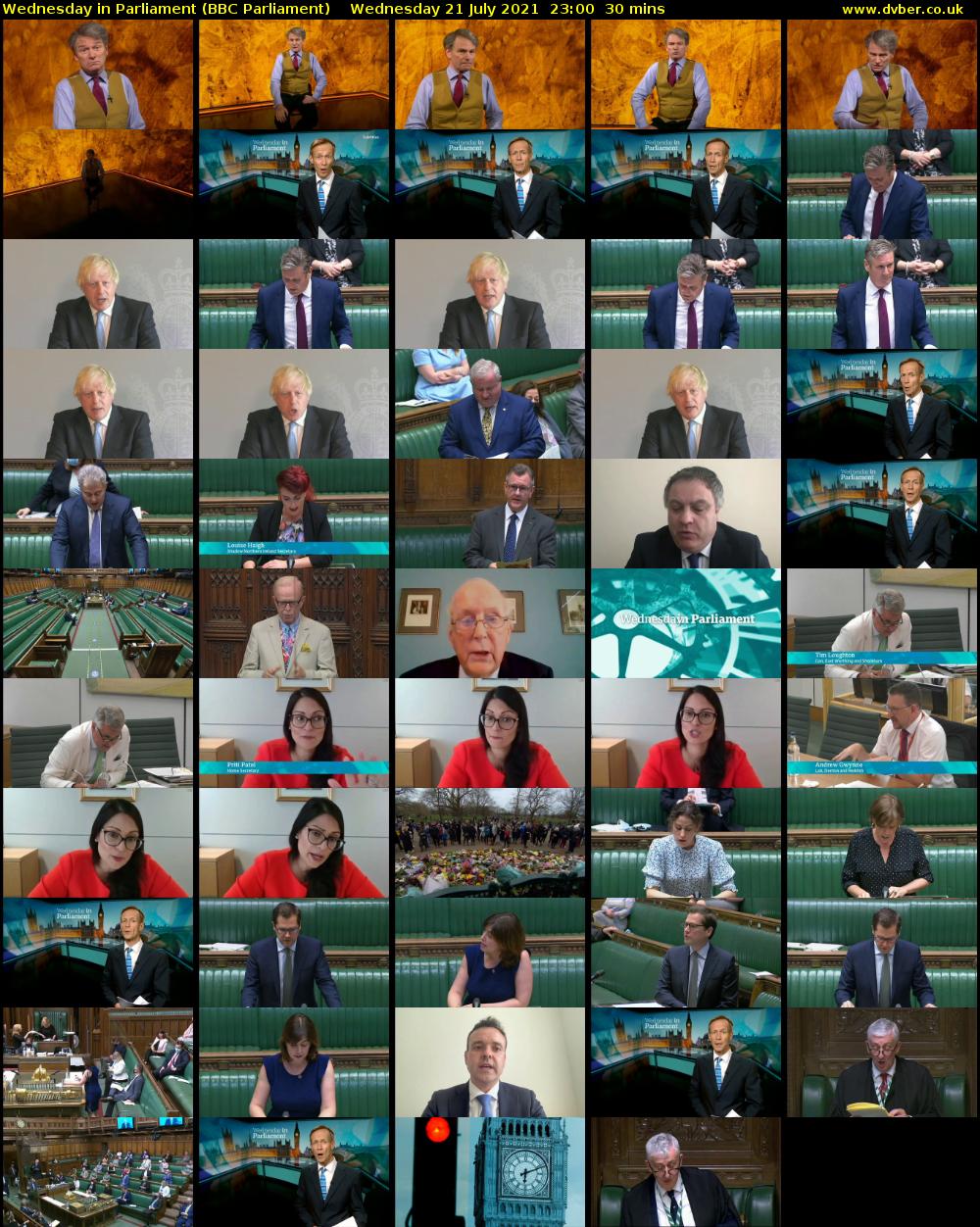 Wednesday in Parliament (BBC Parliament) Wednesday 21 July 2021 23:00 - 23:30