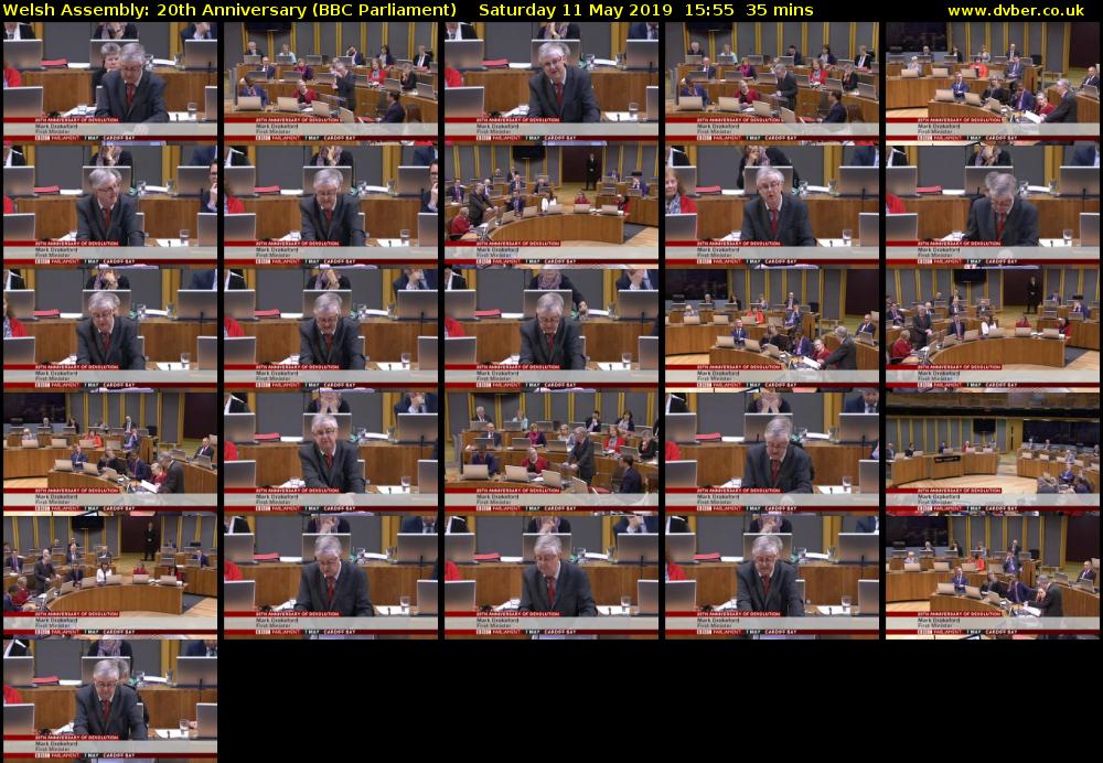Welsh Assembly: 20th Anniversary (BBC Parliament) Saturday 11 May 2019 15:55 - 16:30