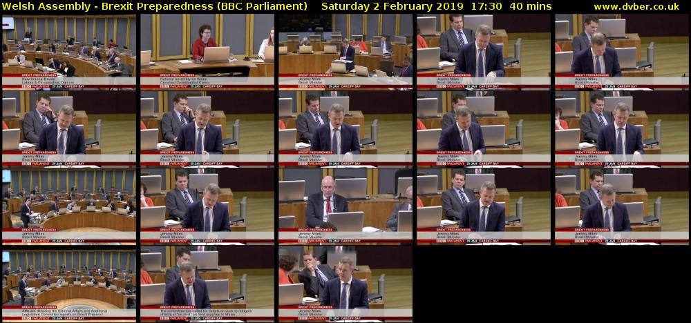 Welsh Assembly - Brexit Preparedness (BBC Parliament) Saturday 2 February 2019 17:30 - 18:10