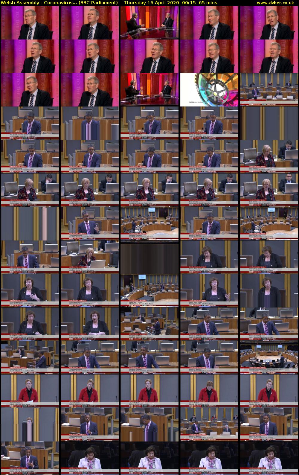 Welsh Assembly - Coronavirus... (BBC Parliament) Thursday 16 April 2020 00:15 - 01:20