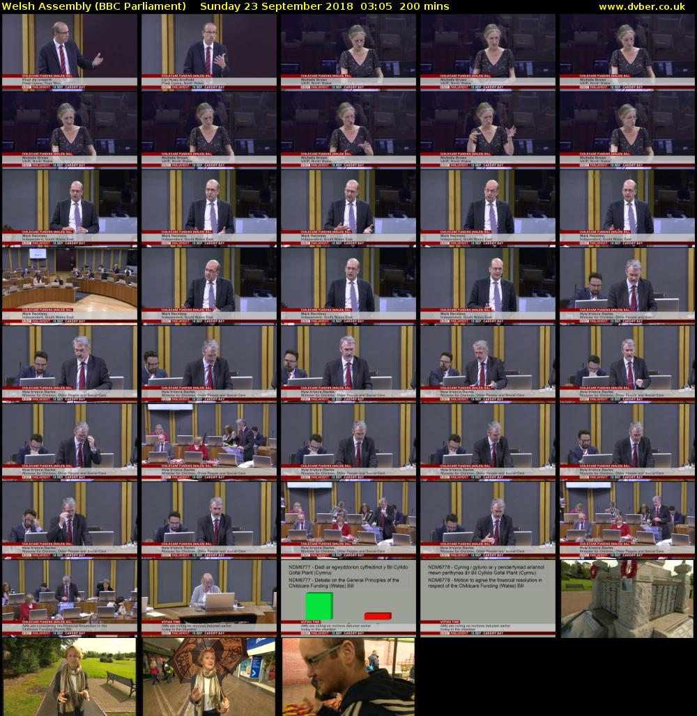 Welsh Assembly (BBC Parliament) Sunday 23 September 2018 03:05 - 06:25