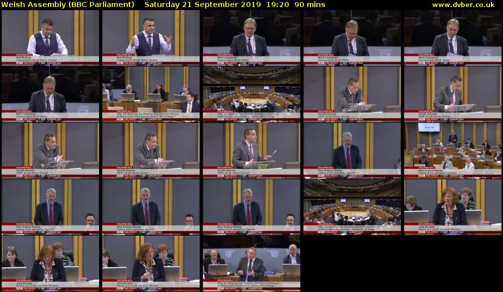Welsh Assembly (BBC Parliament) Saturday 21 September 2019 19:20 - 20:50