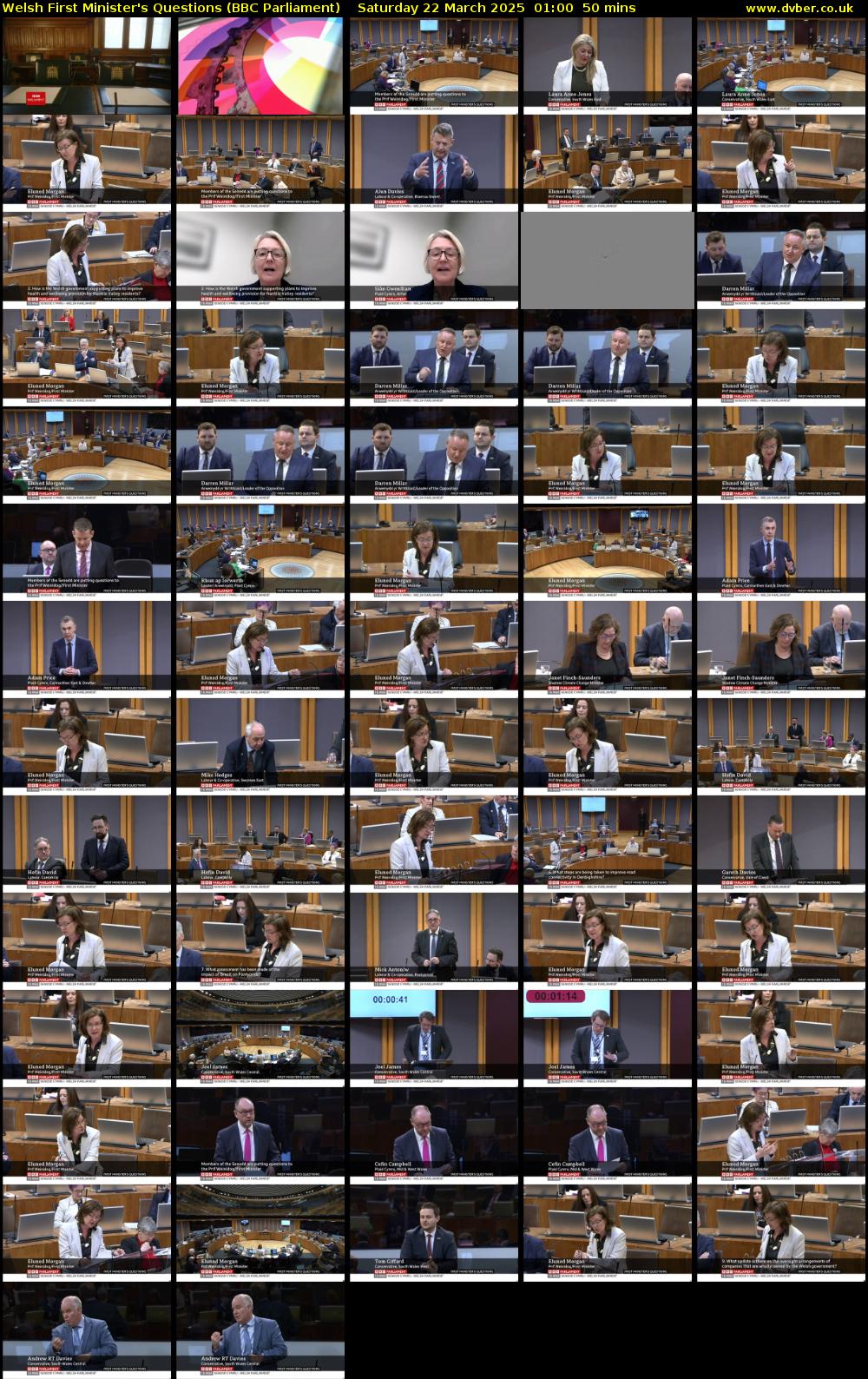Welsh First Minister's Questions (BBC Parliament) Saturday 22 March 2025 01:00 - 01:50