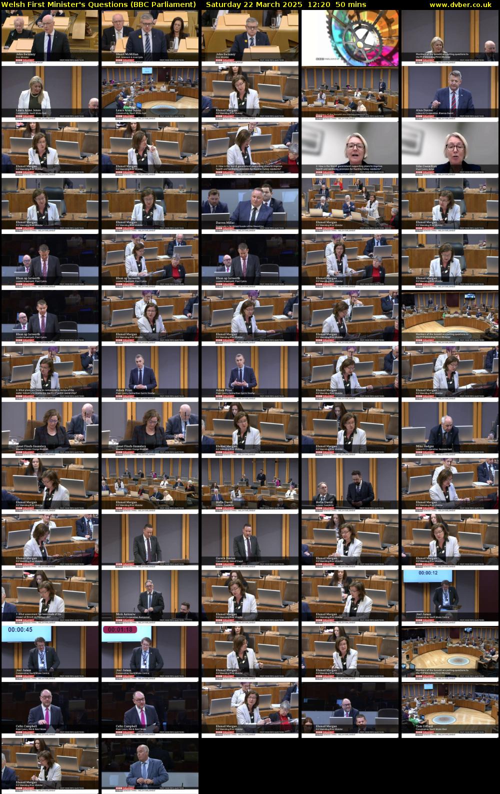 Welsh First Minister's Questions (BBC Parliament) Saturday 22 March 2025 12:20 - 13:10