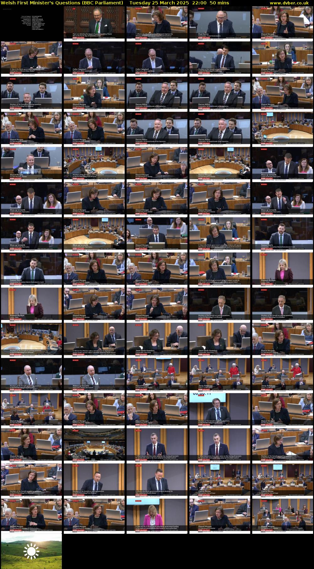 Welsh First Minister's Questions (BBC Parliament) Tuesday 25 March 2025 22:00 - 22:50