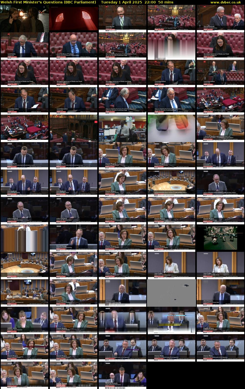 Welsh First Minister's Questions (BBC Parliament) Tuesday 1 April 2025 22:00 - 22:50