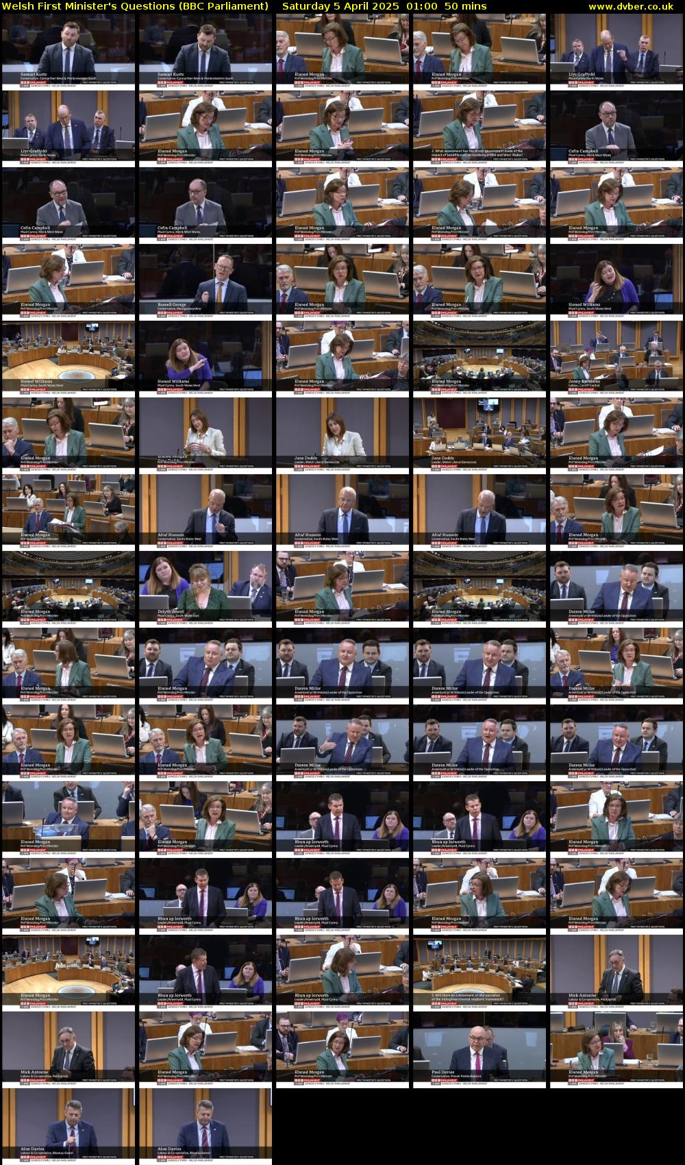 Welsh First Minister's Questions (BBC Parliament) Saturday 5 April 2025 01:00 - 01:50