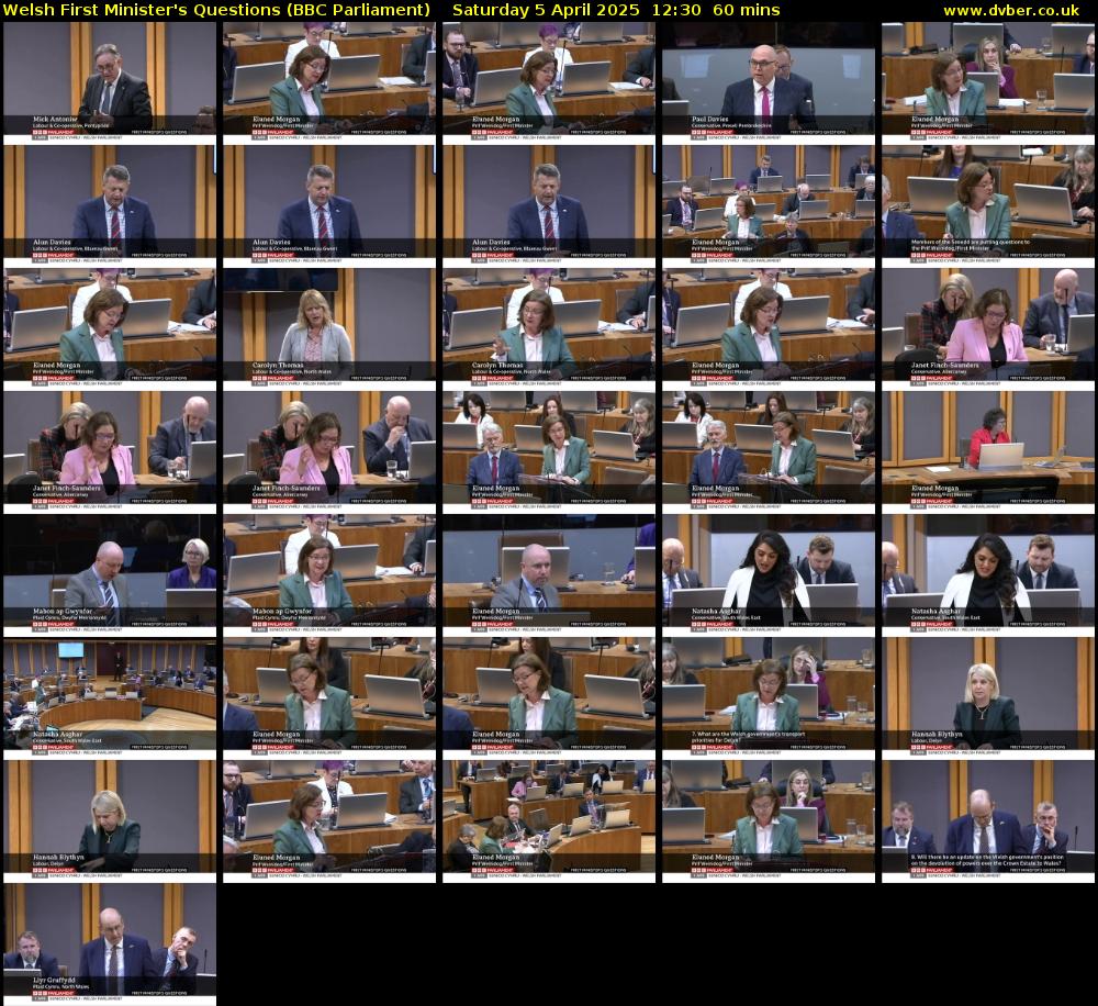 Welsh First Minister's Questions (BBC Parliament) Saturday 5 April 2025 12:30 - 13:30
