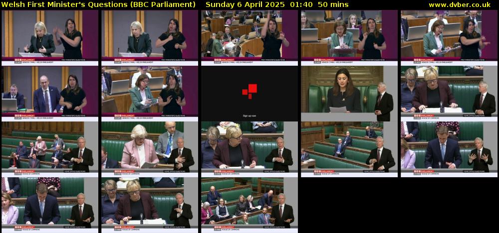 Welsh First Minister's Questions (BBC Parliament) Sunday 6 April 2025 01:40 - 02:30