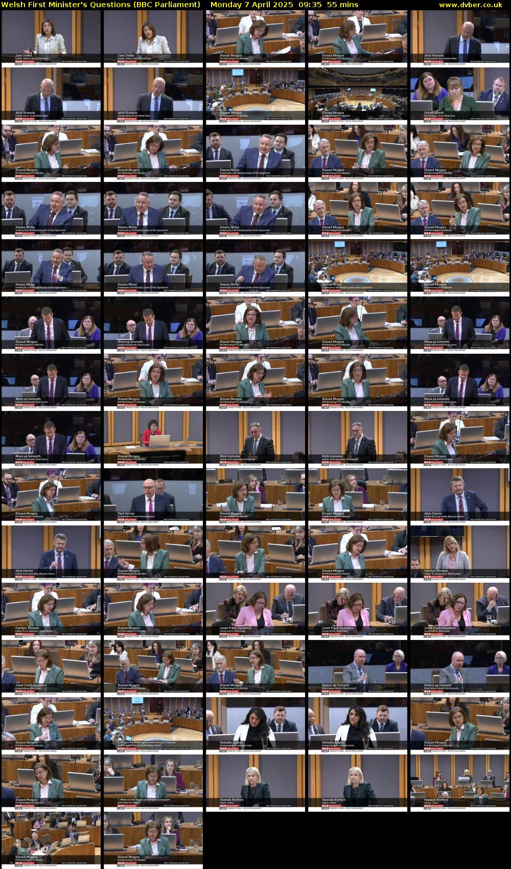 Welsh First Minister's Questions (BBC Parliament) Monday 7 April 2025 09:35 - 10:30