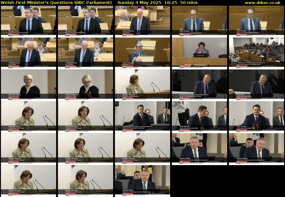 Welsh First Minister's Questions (BBC Parliament) Sunday 4 May 2025 16:25 - 17:15