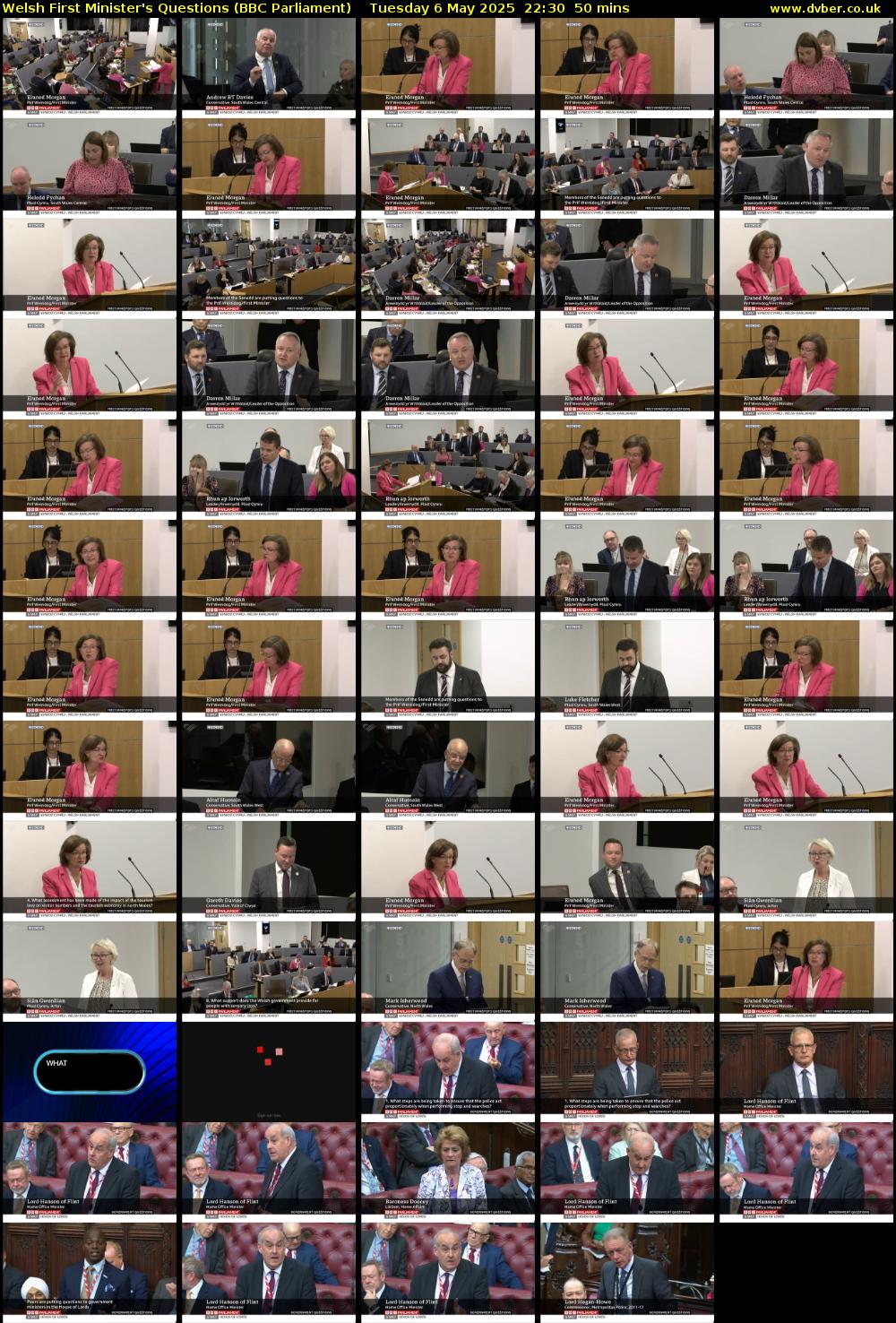 Welsh First Minister's Questions (BBC Parliament) Tuesday 6 May 2025 22:30 - 23:20