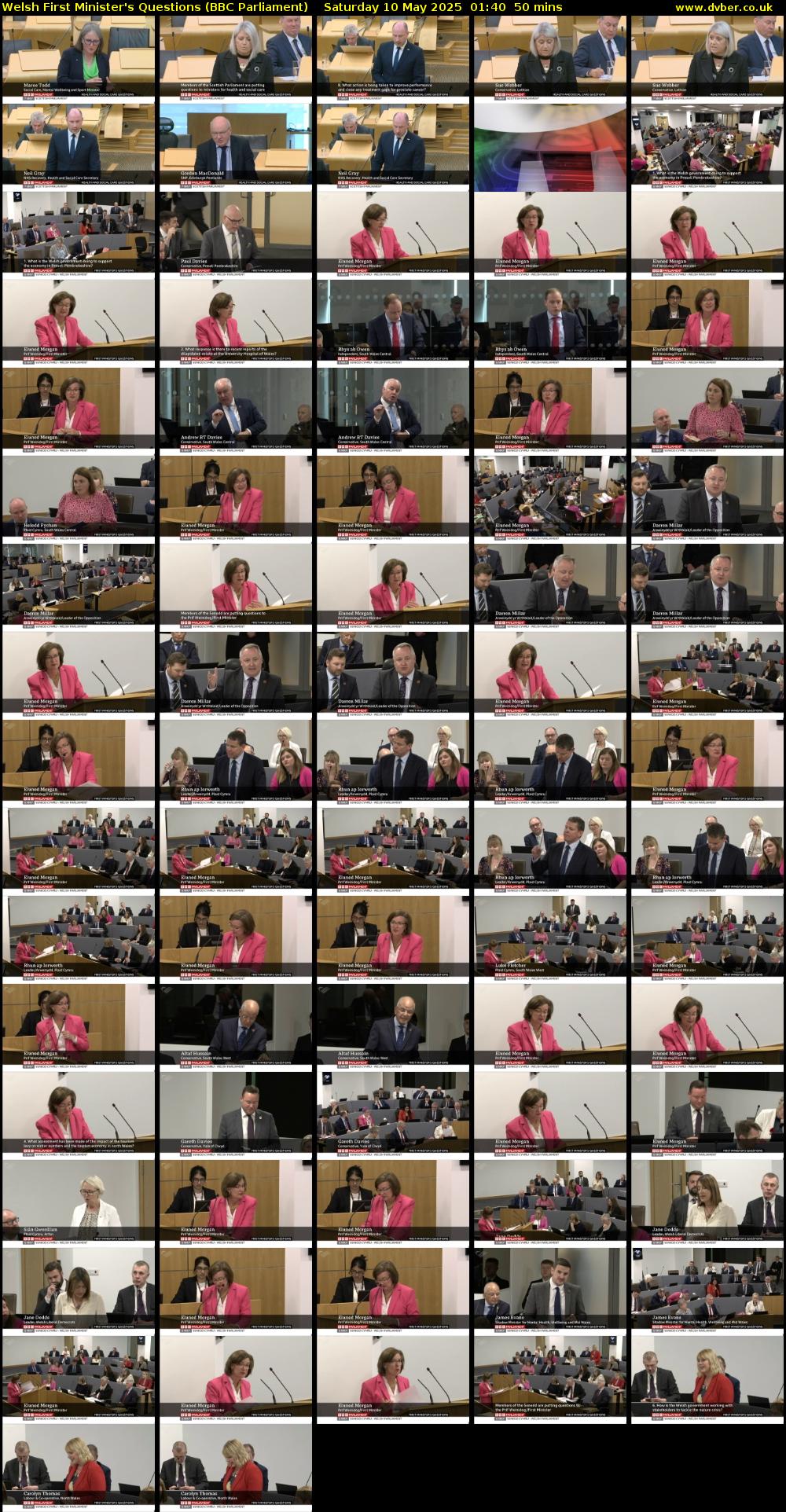 Welsh First Minister's Questions (BBC Parliament) Saturday 10 May 2025 01:40 - 02:30