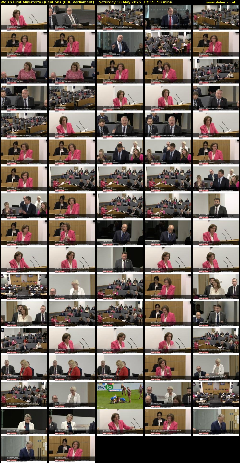 Welsh First Minister's Questions (BBC Parliament) Saturday 10 May 2025 12:15 - 13:05