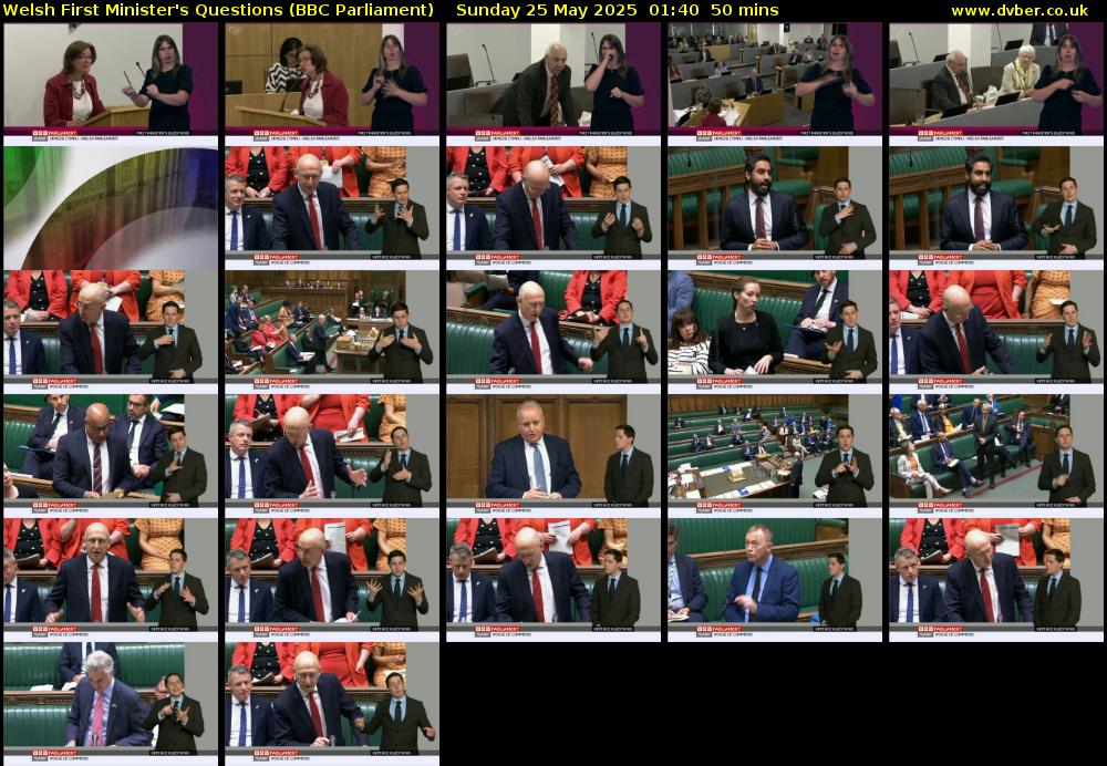 Welsh First Minister's Questions (BBC Parliament) Sunday 25 May 2025 01:40 - 02:30