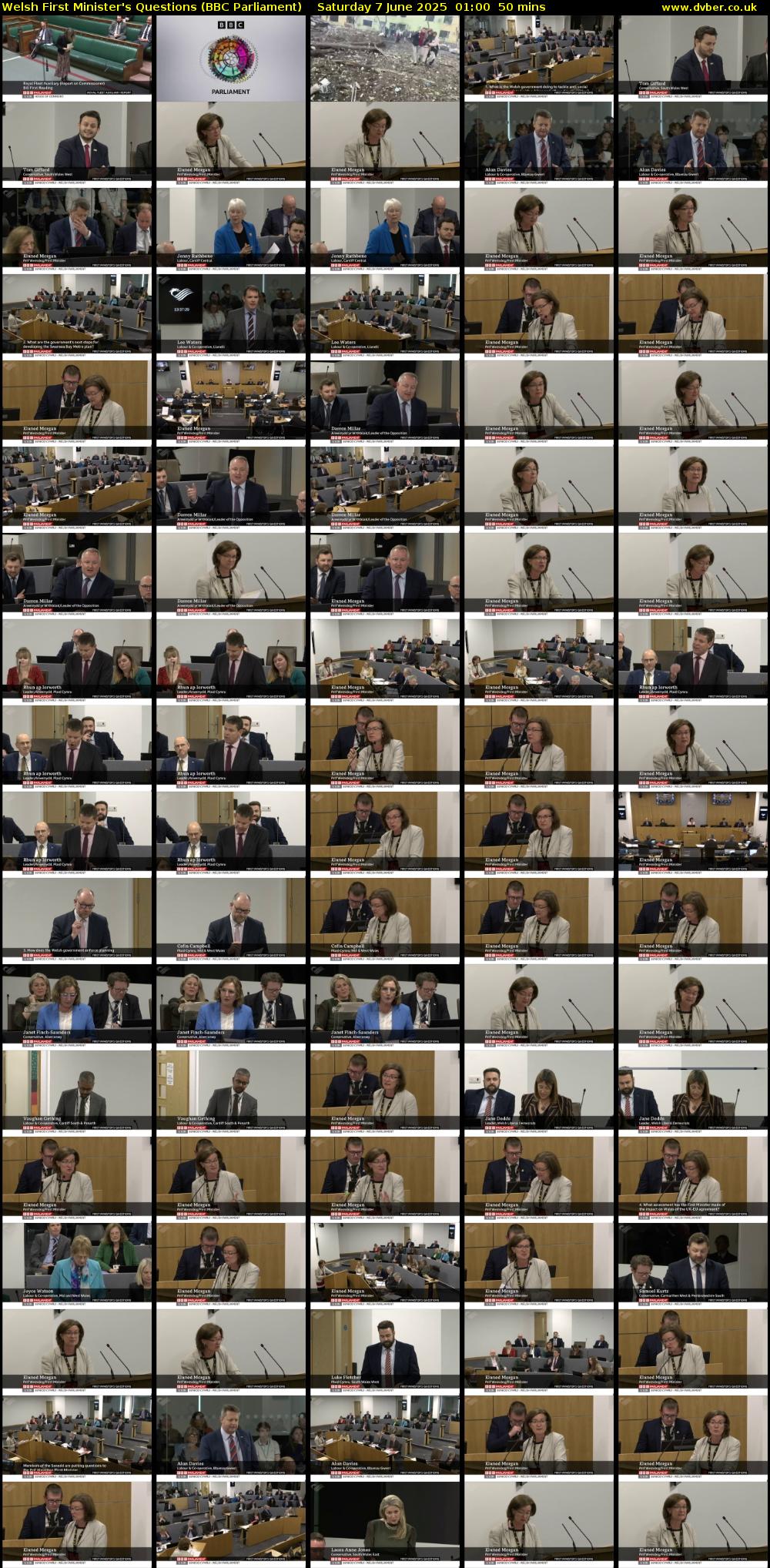 Welsh First Minister's Questions (BBC Parliament) Saturday 7 June 2025 01:00 - 01:50