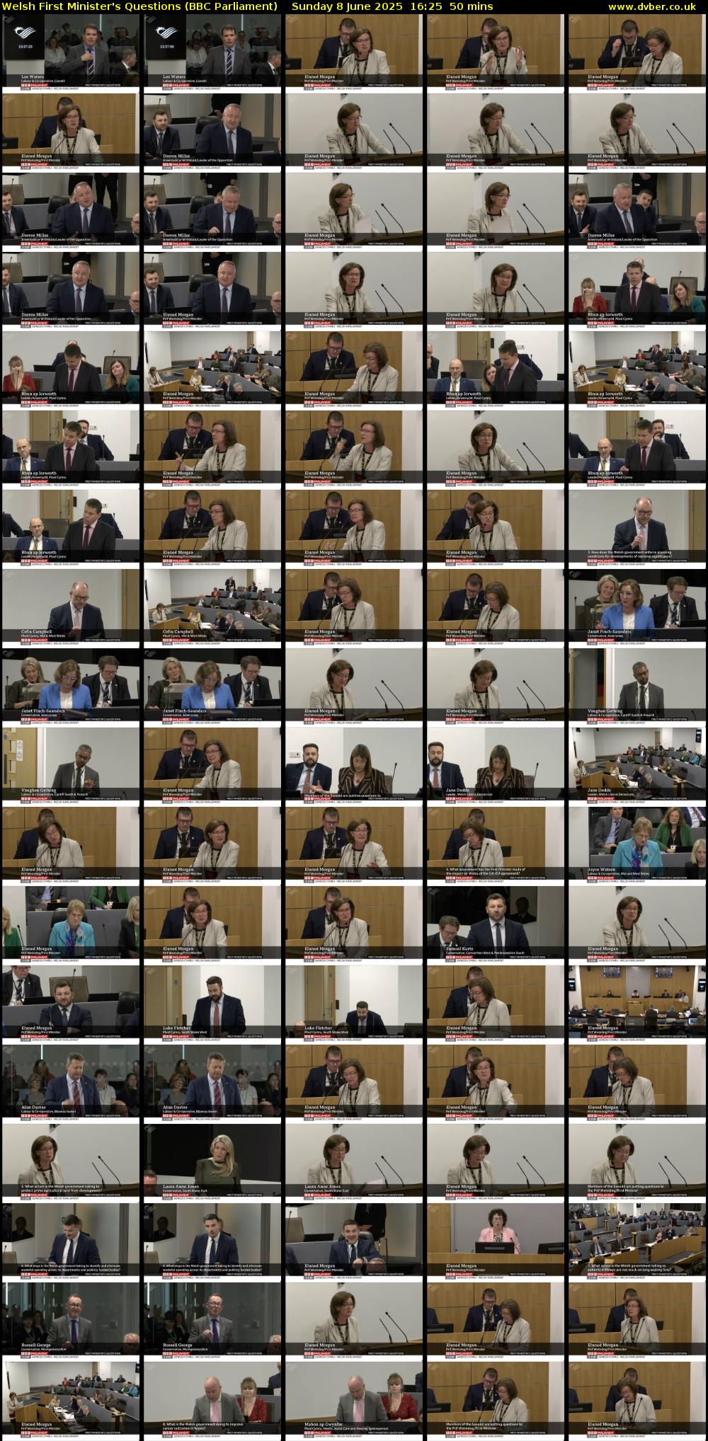 Welsh First Minister's Questions (BBC Parliament) Sunday 8 June 2025 16:25 - 17:15