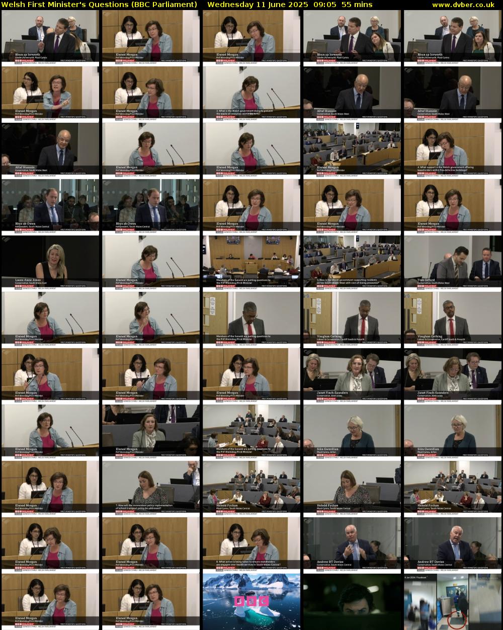 Welsh First Minister's Questions (BBC Parliament) Wednesday 11 June 2025 09:05 - 10:00