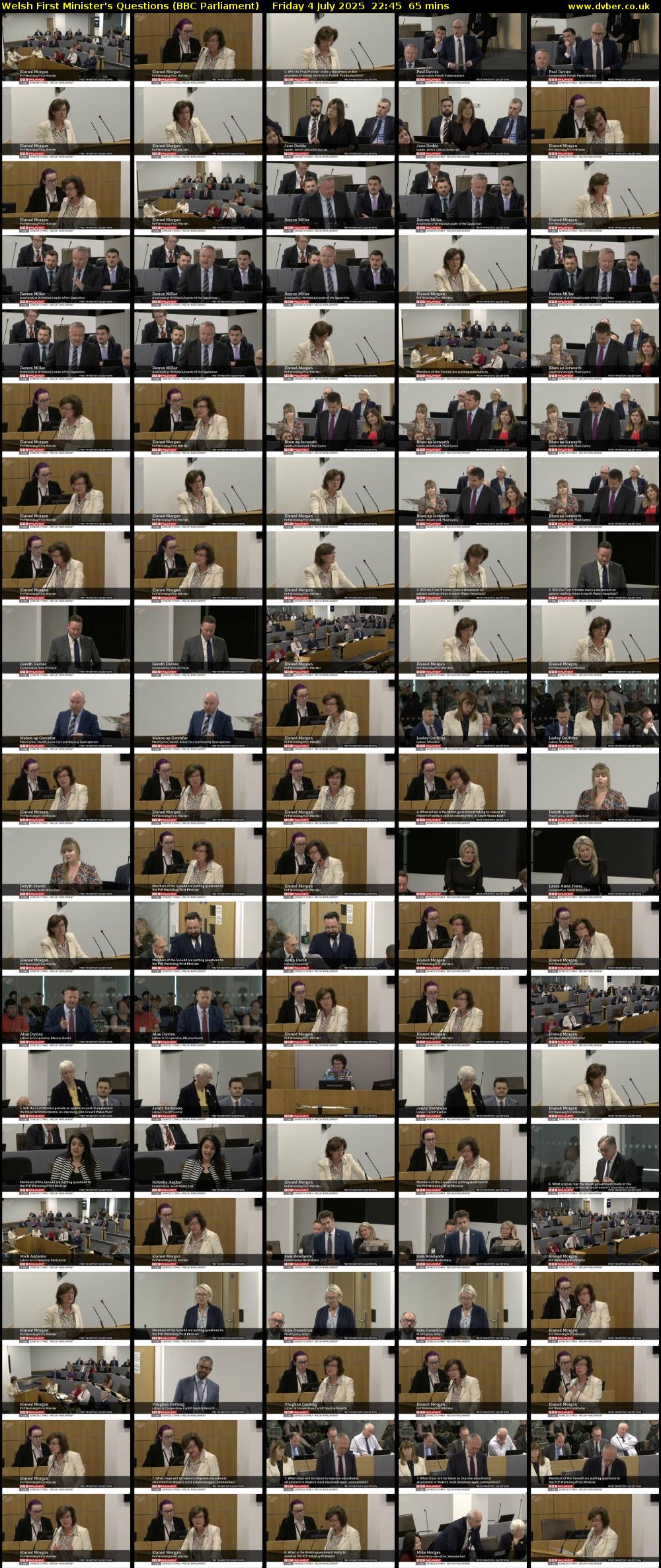 Welsh First Minister's Questions (BBC Parliament) Friday 4 July 2025 22:45 - 23:50