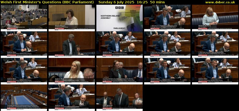 Welsh First Minister's Questions (BBC Parliament) Sunday 6 July 2025 16:25 - 17:15
