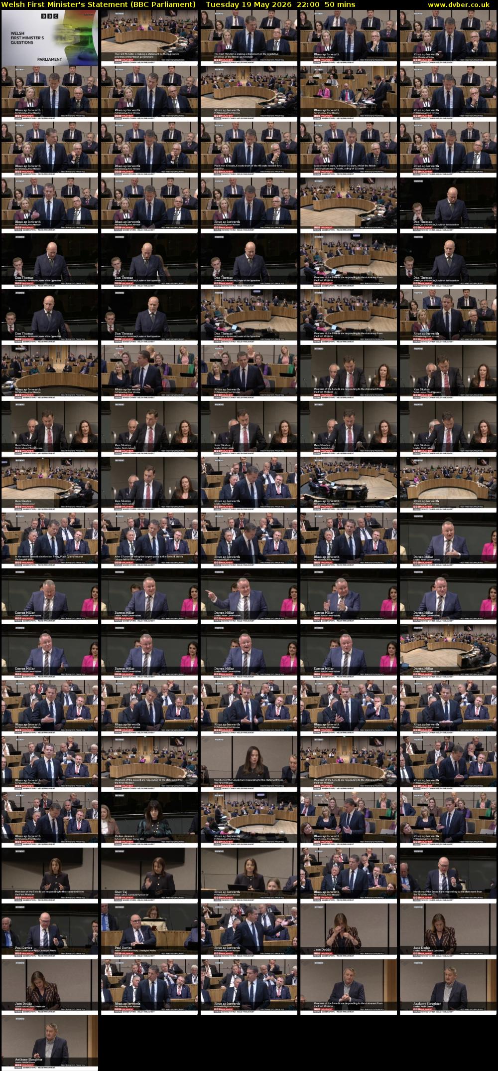 Welsh First Minister's Statement (BBC Parliament) Tuesday 19 May 2026 22:00 - 22:50