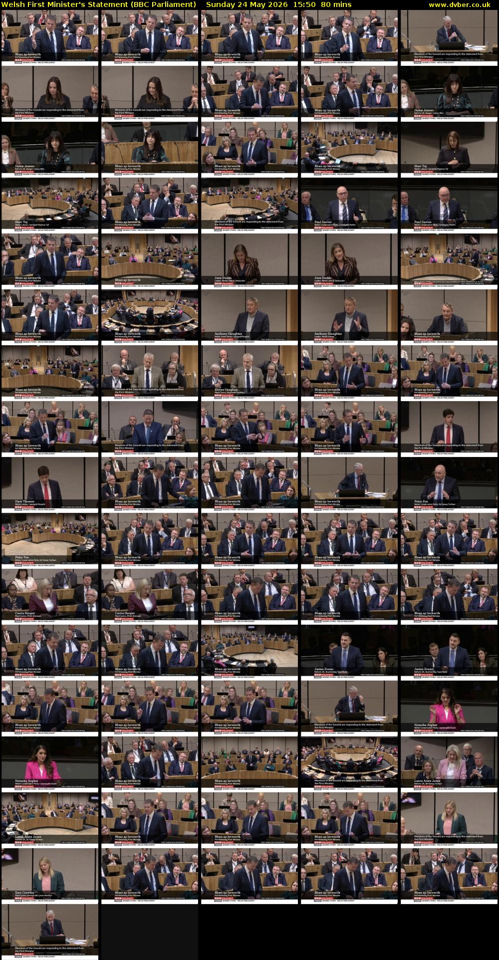 Welsh First Minister's Statement (BBC Parliament) Sunday 24 May 2026 15:50 - 17:10