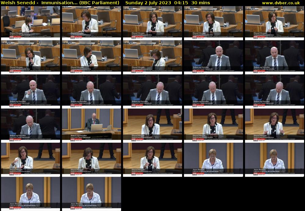 Welsh Senedd -  Immunisation... (BBC Parliament) Sunday 2 July 2023 04:15 - 04:45