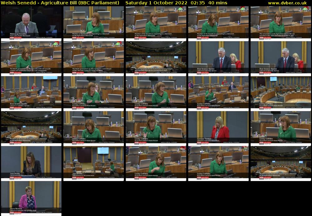 Welsh Senedd - Agriculture Bill (BBC Parliament) Saturday 1 October 2022 02:35 - 03:15