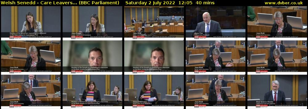 Welsh Senedd - Care Leavers... (BBC Parliament) Saturday 2 July 2022 12:05 - 12:45