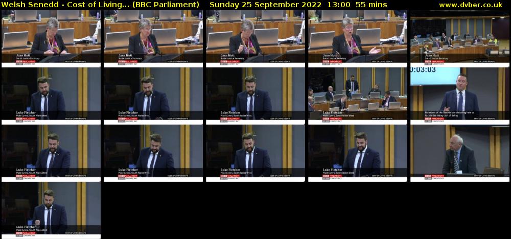 Welsh Senedd - Cost of Living... (BBC Parliament) Sunday 25 September 2022 13:00 - 13:55