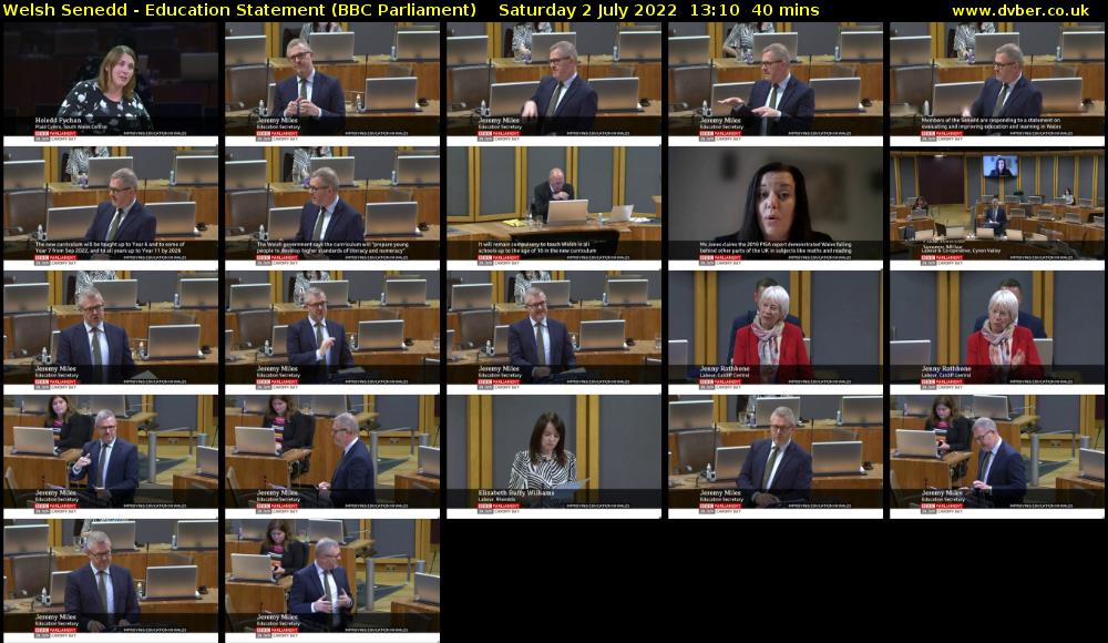 Welsh Senedd - Education Statement (BBC Parliament) Saturday 2 July 2022 13:10 - 13:50