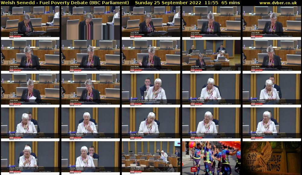 Welsh Senedd - Fuel Poverty Debate (BBC Parliament) Sunday 25 September 2022 11:55 - 13:00