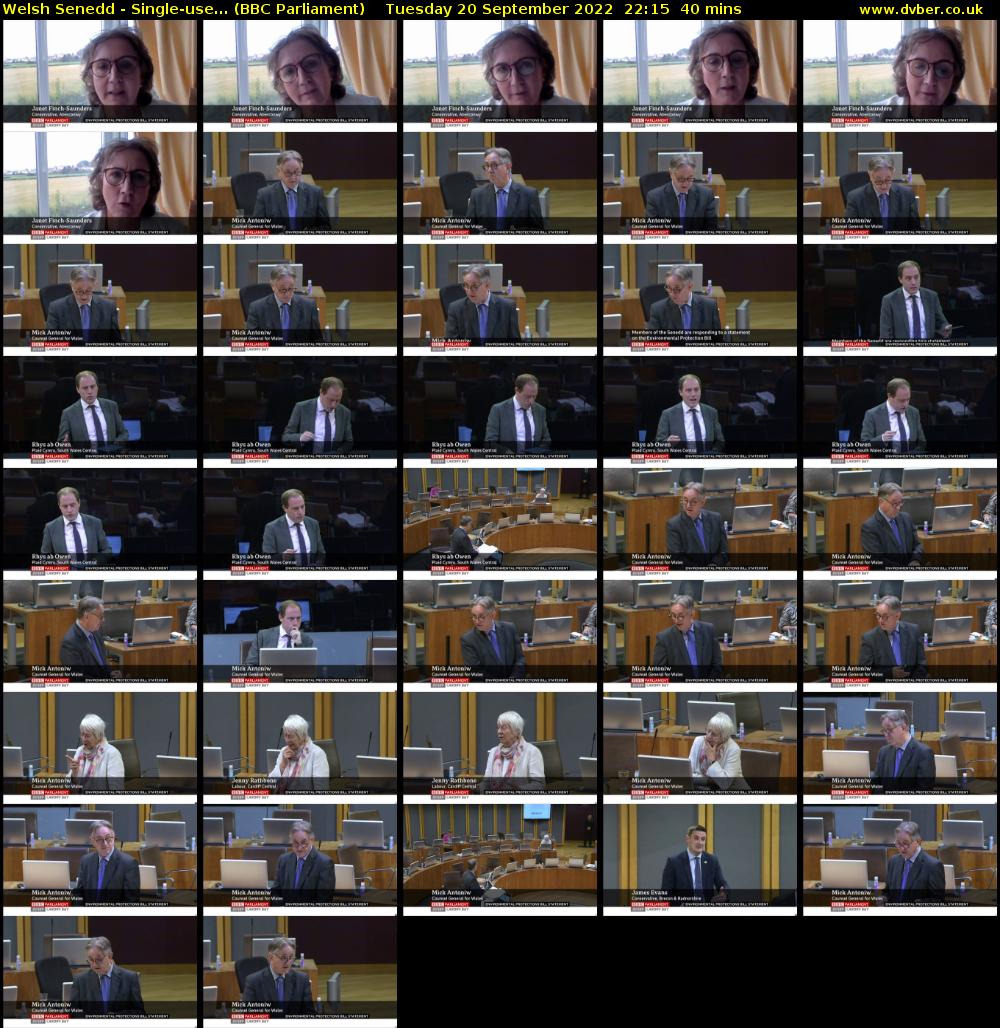 Welsh Senedd - Single-use... (BBC Parliament) Tuesday 20 September 2022 22:15 - 22:55