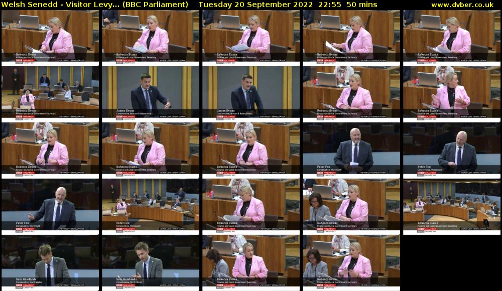 Welsh Senedd - Visitor Levy... (BBC Parliament) Tuesday 20 September 2022 22:55 - 23:45