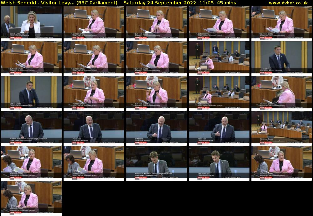 Welsh Senedd - Visitor Levy... (BBC Parliament) Saturday 24 September 2022 11:05 - 11:50