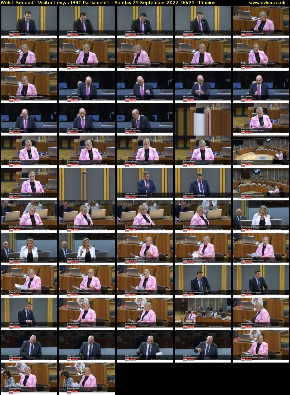 Welsh Senedd - Visitor Levy... (BBC Parliament) Sunday 25 September 2022 00:25 - 01:10