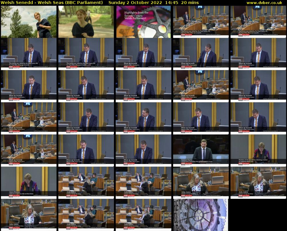 Welsh Senedd - Welsh Seas (BBC Parliament) Sunday 2 October 2022 14:45 - 15:05