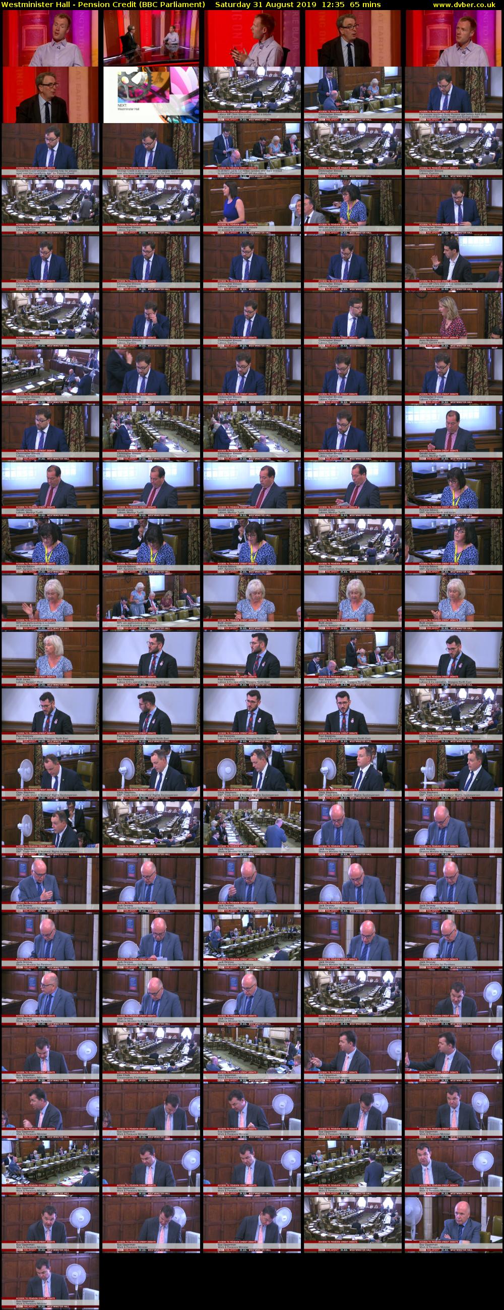 Westminister Hall - Pension Credit (BBC Parliament) Saturday 31 August 2019 12:35 - 13:40