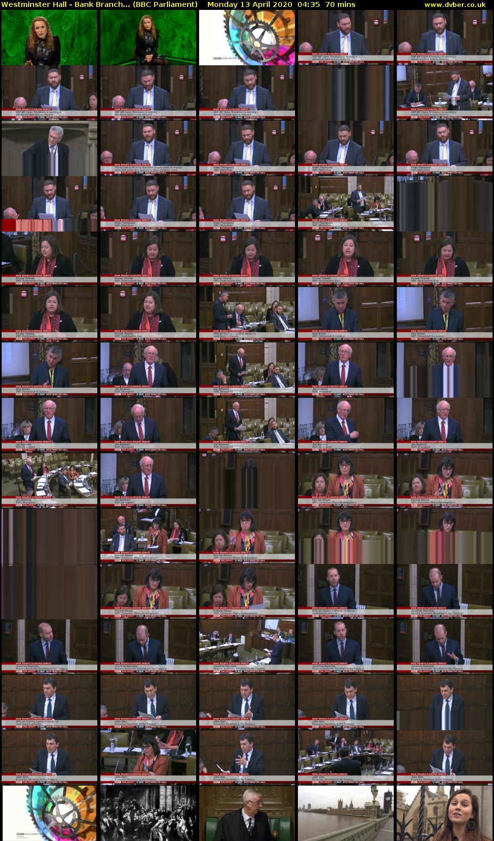 Westminster Hall - Bank Branch... (BBC Parliament) Monday 13 April 2020 04:35 - 05:45