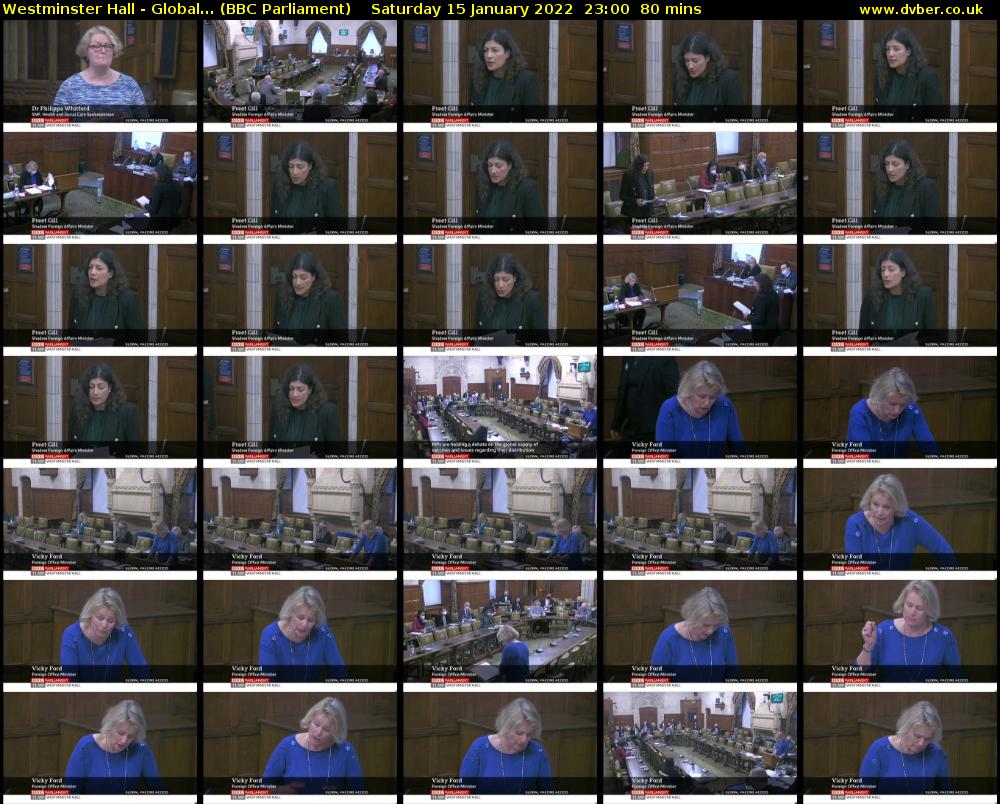 Westminster Hall - Global... (BBC Parliament) Saturday 15 January 2022 23:00 - 00:20