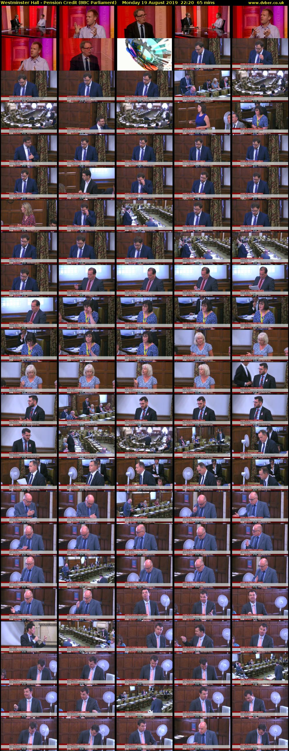 Westminster Hall - Pension Credit (BBC Parliament) Monday 19 August 2019 22:20 - 23:25