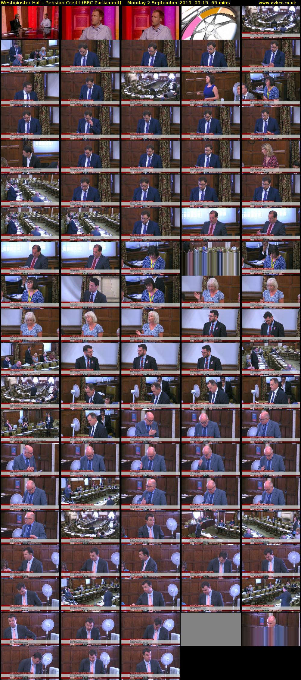 Westminster Hall - Pension Credit (BBC Parliament) Monday 2 September 2019 09:15 - 10:20