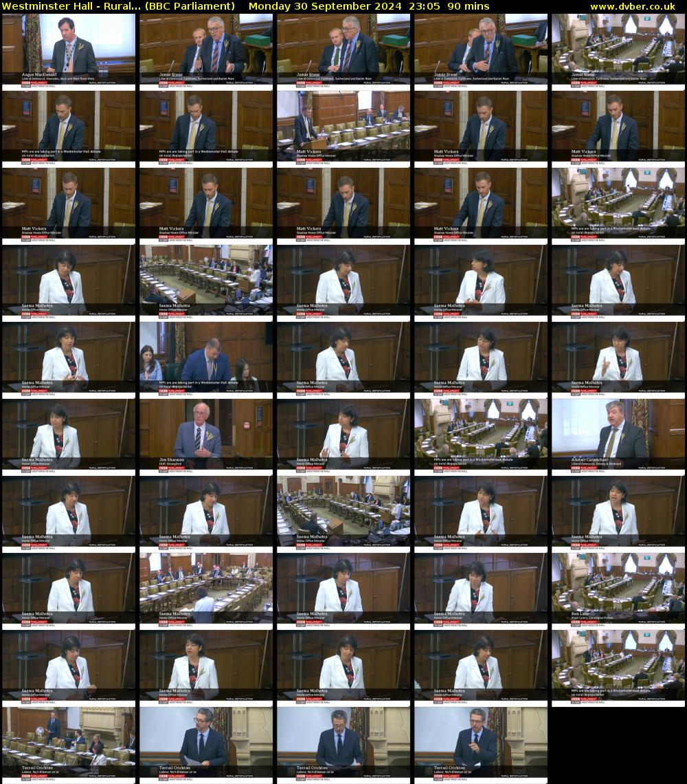 Westminster Hall - Rural... (BBC Parliament) Monday 30 September 2024 23:05 - 00:35
