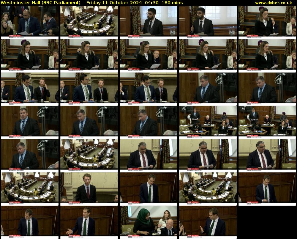 Westminster Hall (BBC Parliament) Friday 11 October 2024 04:30 - 07:30