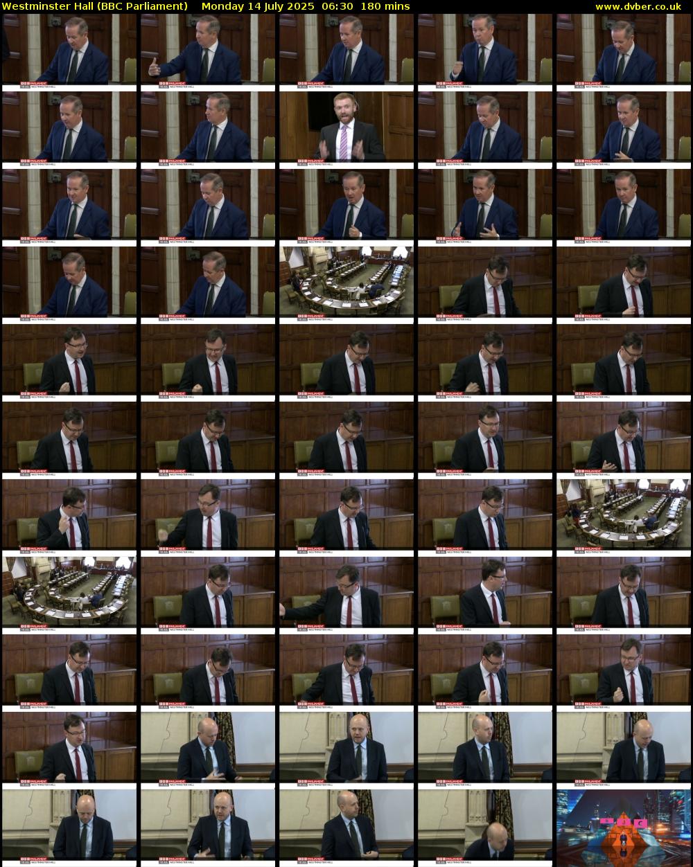 Westminster Hall (BBC Parliament) Monday 14 July 2025 06:30 - 09:30