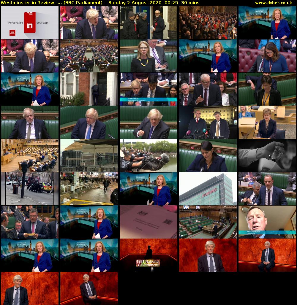 Westminster in Review -... (BBC Parliament) Sunday 2 August 2020 00:25 - 00:55