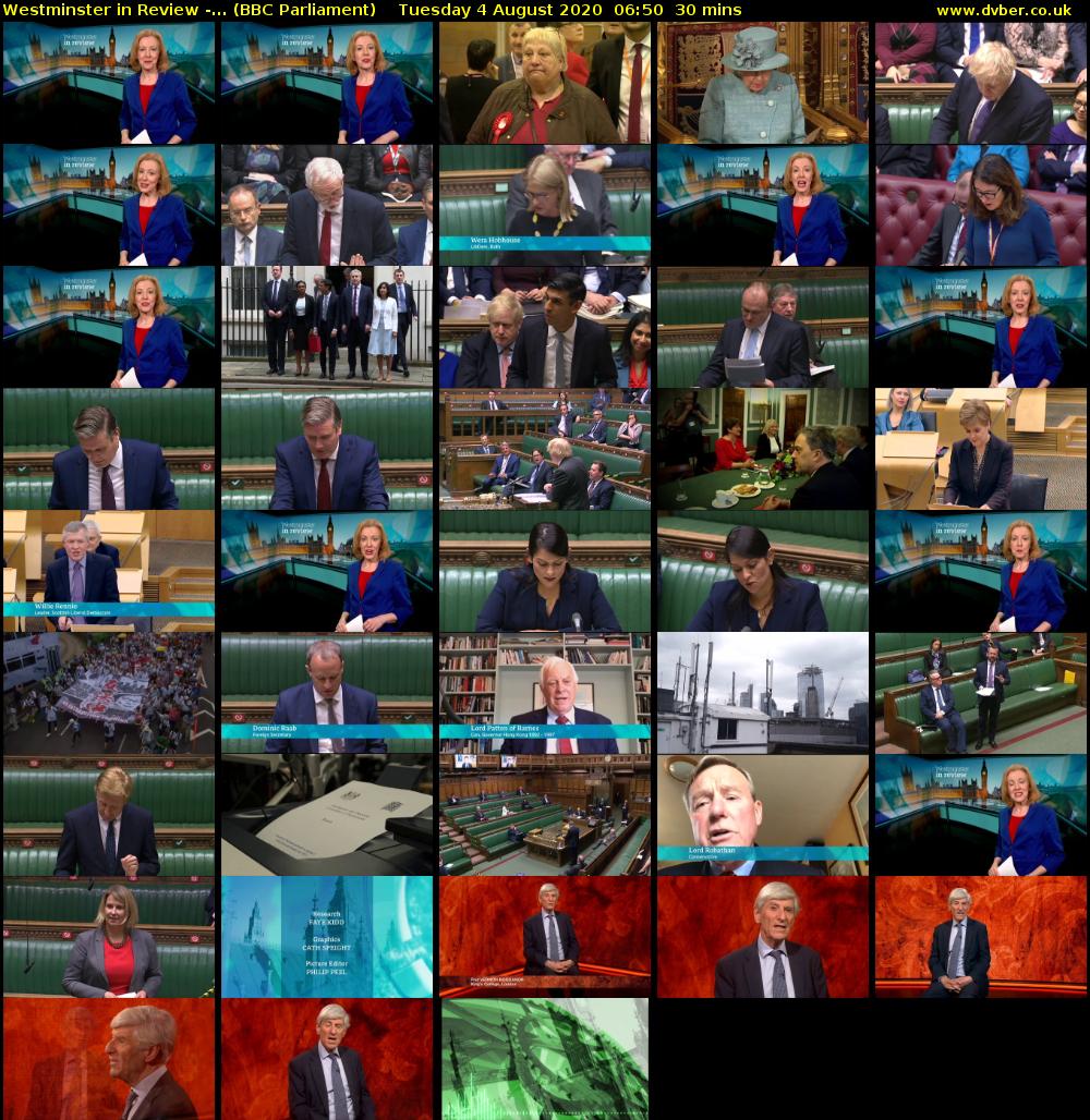 Westminster in Review -... (BBC Parliament) Tuesday 4 August 2020 06:50 - 07:20