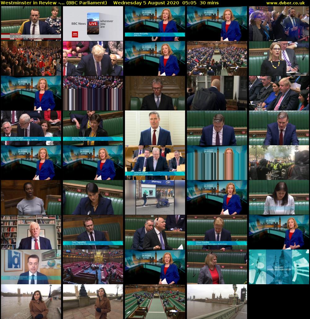 Westminster in Review -... (BBC Parliament) Wednesday 5 August 2020 05:05 - 05:35