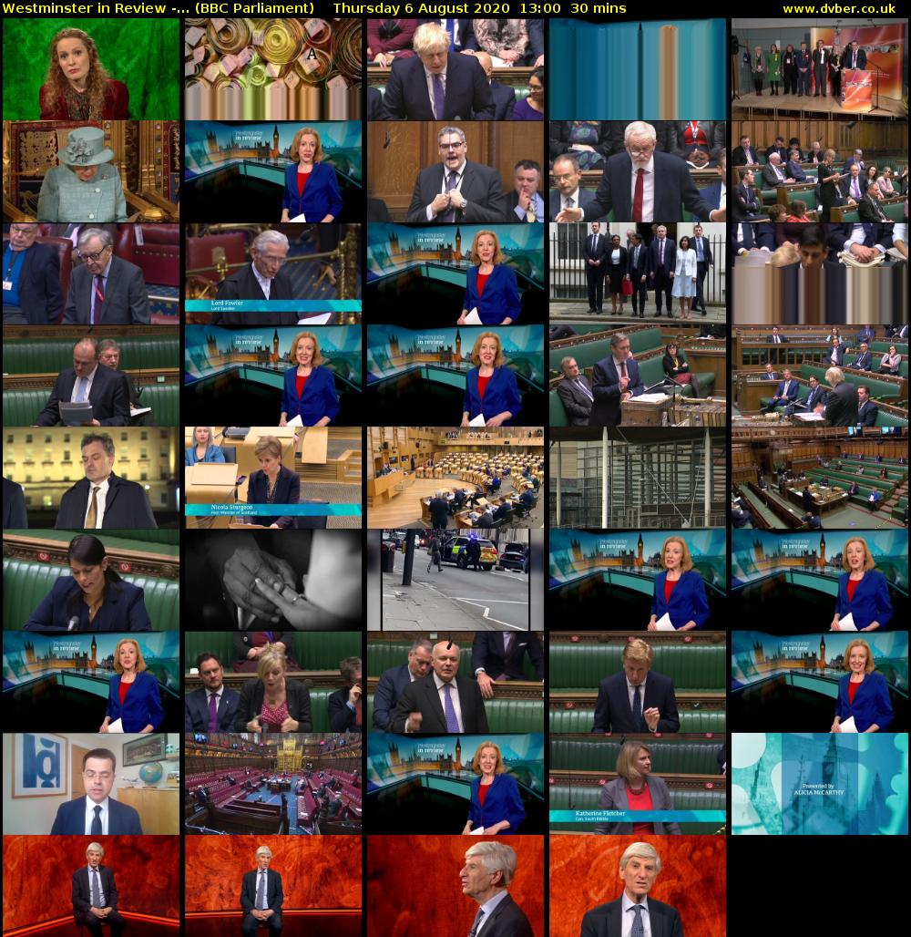 Westminster in Review -... (BBC Parliament) Thursday 6 August 2020 13:00 - 13:30