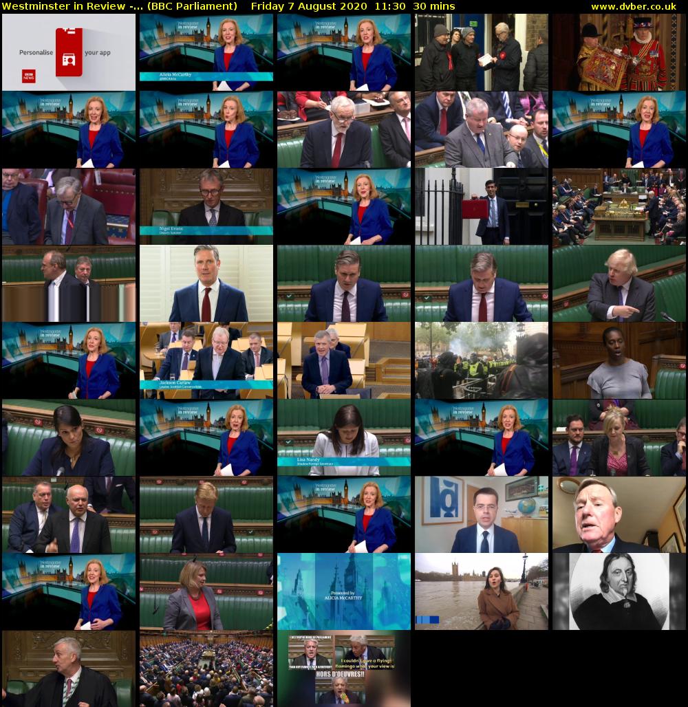 Westminster in Review -... (BBC Parliament) Friday 7 August 2020 11:30 - 12:00